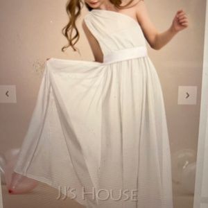 JJ's House White Floor Length Dress One Shoulder Long